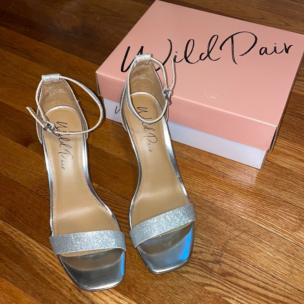 Silver strappy heels